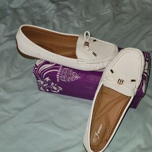 White Loafers with Bow Detail